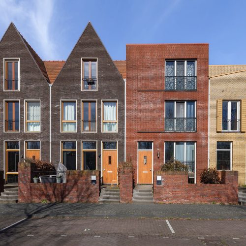 Overview photo of contemporary Dutch architecture in the sustainable Vathorst district in Amersfoort in the Netherlands.
